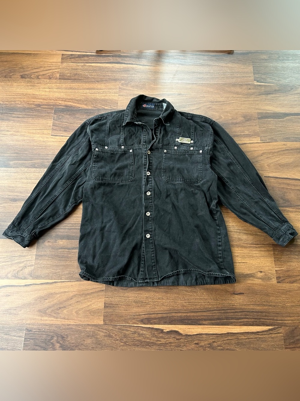 Vintage paco Black Denim button up Shirt
